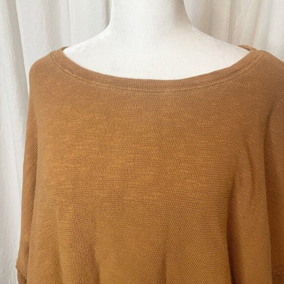 Zenana Size XL Thermal Pullover Sweater Slouch Shoulders Cropped Gold - Picture 11 of 12